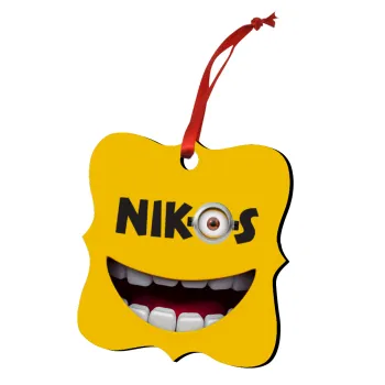 The minions, Christmas ornament polygon wooden 7.5cm