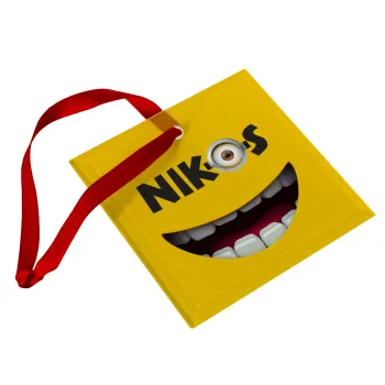 The minions, Christmas ornament, glass square ornament 9x9cm