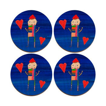 Ο Αλέξανδρος ζωγραφίζει την Αγάπη, ΣΕΤ x4 Σουβέρ ξύλινα στρογγυλά plywood (9cm)