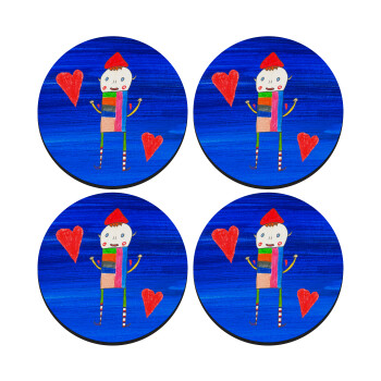 Ο Αλέξανδρος ζωγραφίζει την Αγάπη, ΣΕΤ 4 Σουβέρ ξύλινα στρογγυλά (9cm)