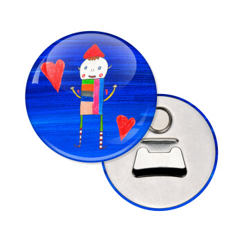 Ο Αλέξανδρος ζωγραφίζει την Αγάπη, Μαγνητάκι και ανοιχτήρι μπύρας στρογγυλό διάστασης 5,9cm