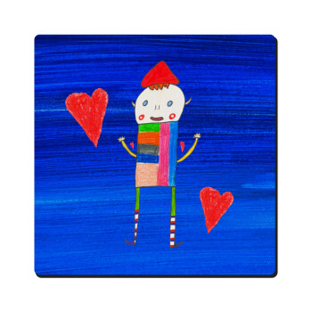 Ο Αλέξανδρος ζωγραφίζει την Αγάπη, Τετράγωνο μαγνητάκι ξύλινο 6x6cm