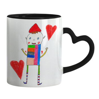 Ο Αλέξανδρος ζωγραφίζει την Αγάπη, Mug heart black handle, ceramic, 330ml