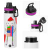 Metallic water bottle with safety lid, 850ml aluminum
