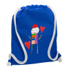 Backpack pouch GYMBAG Blue, with pocket (40x48cm) & thick cords