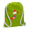 Backpack bag GYMBAG LIME GREEN, with pocket (40x48cm) & thick cords