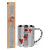 Easter Set, metallic thermal cup (300ml) & Easter aromatic flat candle (30cm) (GRAY)