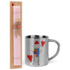 Easter Set, metallic thermal cup (300ml) & aromatic flat Easter candle (30cm) (PINK)