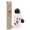 Easter Set, metallic aluminum water bottle (500ml) & aromatic flat Easter candle (30cm) (GRAY)