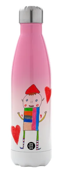 Ο Αλέξανδρος ζωγραφίζει την Αγάπη — Metal mug thermos Pink/White (Stainless steel), double wall, 500ml