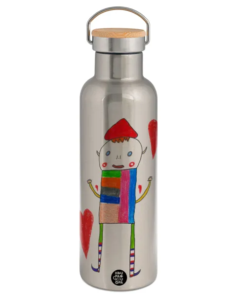 Ο Αλέξανδρος ζωγραφίζει την Αγάπη — Stainless steel Silver with wooden lid (bamboo), double wall, 750ml