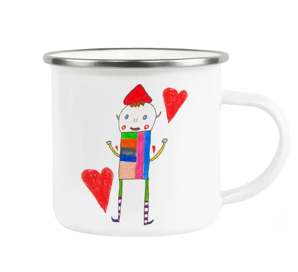 Ο Αλέξανδρος ζωγραφίζει την Αγάπη — Metallic enamel cup white 360ml