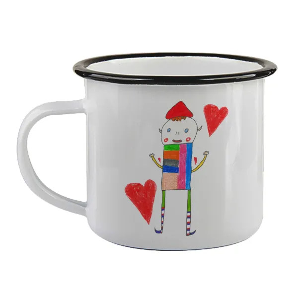 Ο Αλέξανδρος ζωγραφίζει την Αγάπη — Enamel mug with black rim, 360ml
