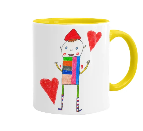 Ο Αλέξανδρος ζωγραφίζει την Αγάπη — Mug colored yellow, ceramic, 330ml