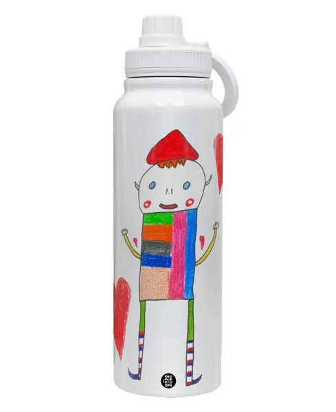 Ο Αλέξανδρος ζωγραφίζει την Αγάπη — 1L Stainless Steel Thermal Bottle with Phone Holder & Double Wall Insulation