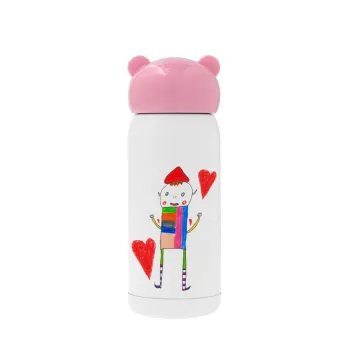 Ο Αλέξανδρος ζωγραφίζει την Αγάπη, Pink stainless steel thermal flask, 320ml