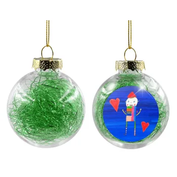 Ο Αλέξανδρος ζωγραφίζει την Αγάπη, Transparent Christmas tree ball ornament with green filling 8cm