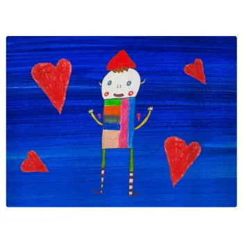 Ο Αλέξανδρος ζωγραφίζει την Αγάπη, Επιφάνεια κοπής γυάλινη (38x28cm)