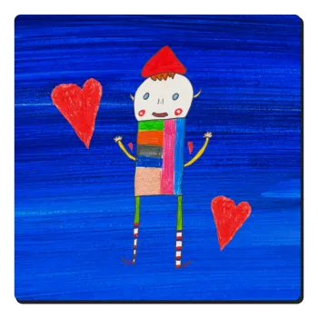 Ο Αλέξανδρος ζωγραφίζει την Αγάπη, Τετράγωνο μαγνητάκι ξύλινο 6x6cm