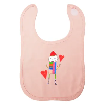 Ο Αλέξανδρος ζωγραφίζει την Αγάπη, Σαλιάρα με Σκρατς ΡΟΖ 100% Organic Cotton (0-18 months)