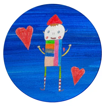 Ο Αλέξανδρος ζωγραφίζει την Αγάπη, Επιφάνεια κοπής γυάλινη στρογγυλή (30cm)