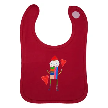 Ο Αλέξανδρος ζωγραφίζει την Αγάπη, Σαλιάρα με Σκρατς Κόκκινη 100% Organic Cotton (0-18 months)