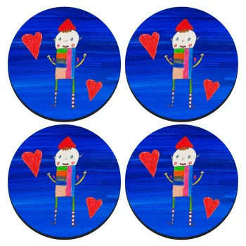 Ο Αλέξανδρος ζωγραφίζει την Αγάπη, ΣΕΤ 4 Σουβέρ ξύλινα στρογγυλά (9cm)