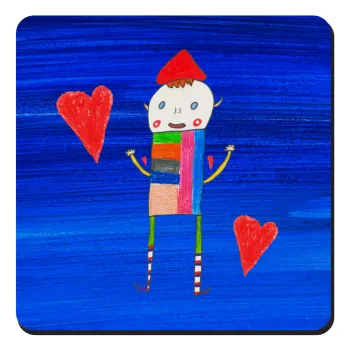 Ο Αλέξανδρος ζωγραφίζει την Αγάπη, Τετράγωνο μαγνητάκι ξύλινο 9x9cm