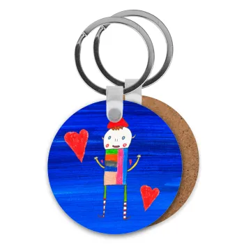 Ο Αλέξανδρος ζωγραφίζει την Αγάπη, Μπρελόκ Ξύλινο στρογγυλό MDF Φ5cm