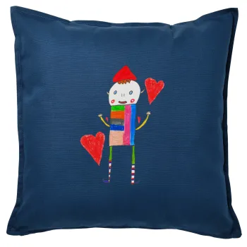 Ο Αλέξανδρος ζωγραφίζει την Αγάπη, Μαξιλάρι καναπέ Μπλε 100% βαμβάκι, περιέχεται το γέμισμα (50x50cm)