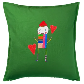 Ο Αλέξανδρος ζωγραφίζει την Αγάπη, Μαξιλάρι καναπέ Πράσινο 100% βαμβάκι, περιέχεται το γέμισμα (50x50cm)