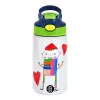 Παιδικό παγούρι θερμό, ανοξείδωτο, με καλαμάκι ασφαλείας, πράσινο/μπλε (350ml)