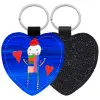 Μπρελόκ PU δερμάτινο glitter καρδιά ΜΑΥΡΟ