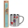 Easter Set, metallic thermal cup (300ml) & aromatic flat Easter candle (30cm) (TURQUOISE)