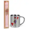 Easter Set, metallic thermal cup (300ml) & aromatic flat Easter candle (30cm) (PINK)