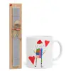 Easter Set, Ceramic Cup (330ml) & Easter aromatic flat candle (30cm) (GRAY)