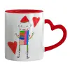 Mug heart red handle, ceramic, 330ml