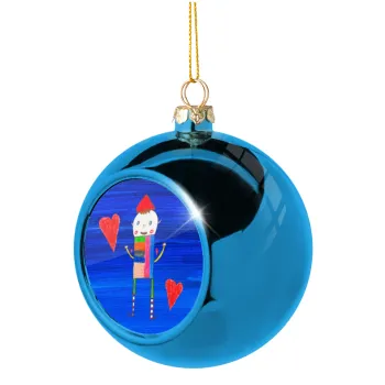 Ο Αλέξανδρος ζωγραφίζει την Αγάπη, Blue Christmas tree ball ornament 8cm