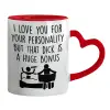 Mug heart red handle, ceramic, 330ml