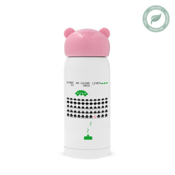 Space invaders, Ροζ ανοξείδωτο παγούρι θερμό (Stainless steel), 320ml