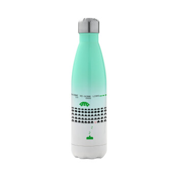 Space invaders, Metal mug thermos Green/White (Stainless steel), double wall, 500ml