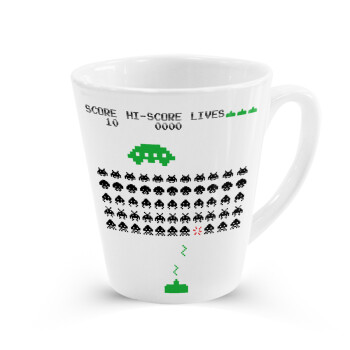 Space invaders, Κούπα κωνική Latte Λευκή, κεραμική, 300ml