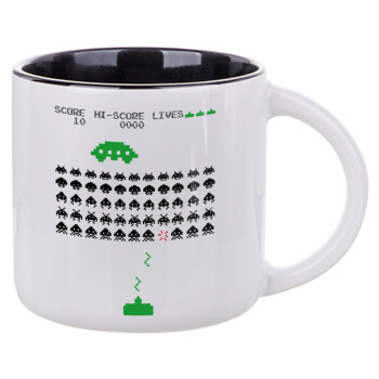 Space invaders, Κούπα κεραμική 400ml Λευκή/Μαύρη