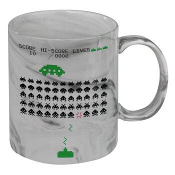 Space invaders, Κούπα κεραμική, marble style (μάρμαρο), 330ml