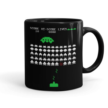 Space invaders, Mug black, ceramic, 330ml