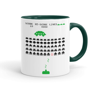 Space invaders, Mug colored green, ceramic, 330ml