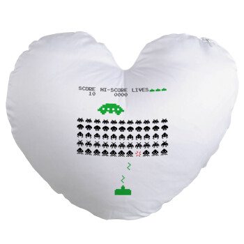 Space invaders, Μαξιλάρι καναπέ καρδιά 40x40cm περιέχεται το  γέμισμα