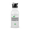 White water bottle with straw, stainless steel 600ml