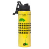 Metallic water bottle with safety lid, 850ml aluminum