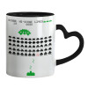 Mug heart black handle, ceramic, 330ml